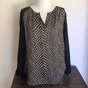 Ann Taylor Geometric Black Long Sleeve